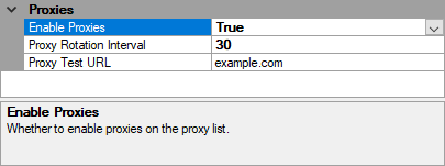 "Enable Proxies" window interface