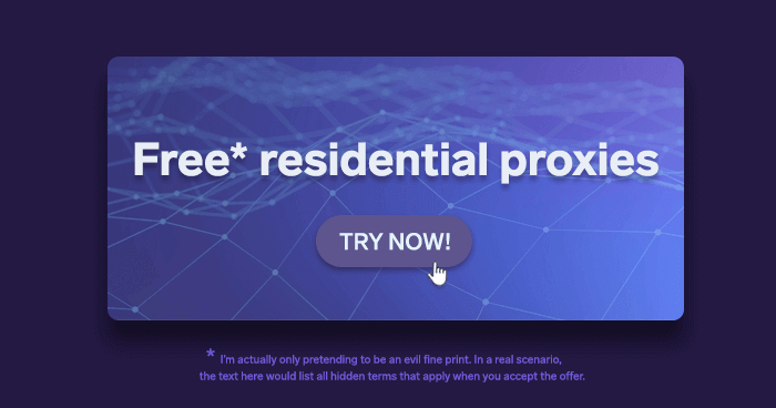 A mockup interface of a website offering free residential proxies