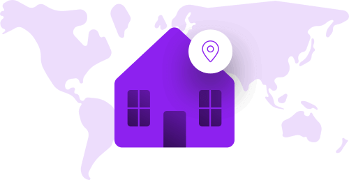 Residential proxies superimposed on a world map