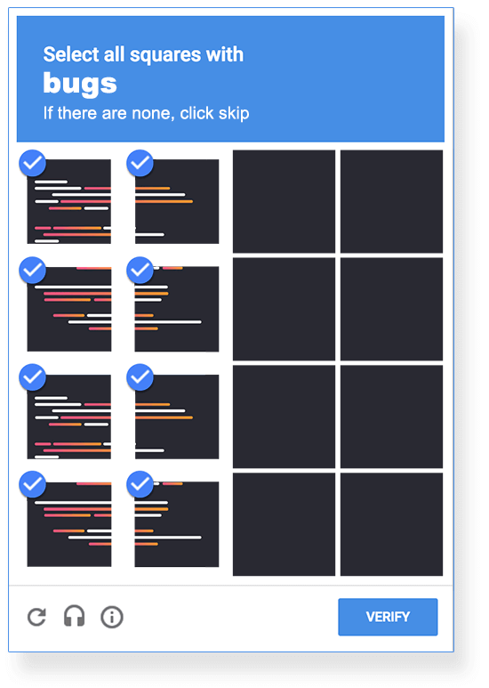 Google's reCAPTCHA interface