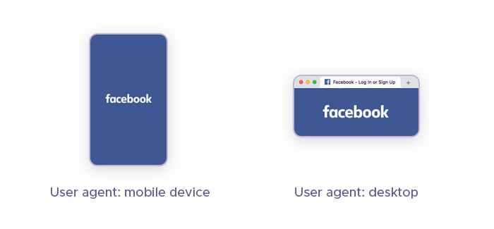 Mobile and desktop versions of Facebook