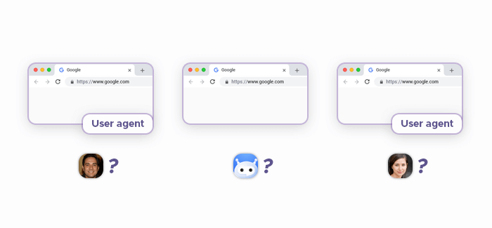 Human users with user agents and a bot without one
