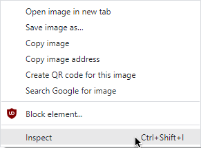 Chrome menu when pressing the right-click button