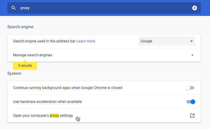 How to manually change your Proxy settings in Google Chrome