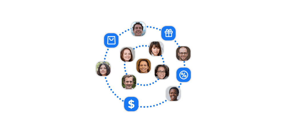 Different Facebook users connected together