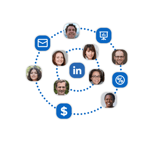 Different users connected to the LinkedIn network