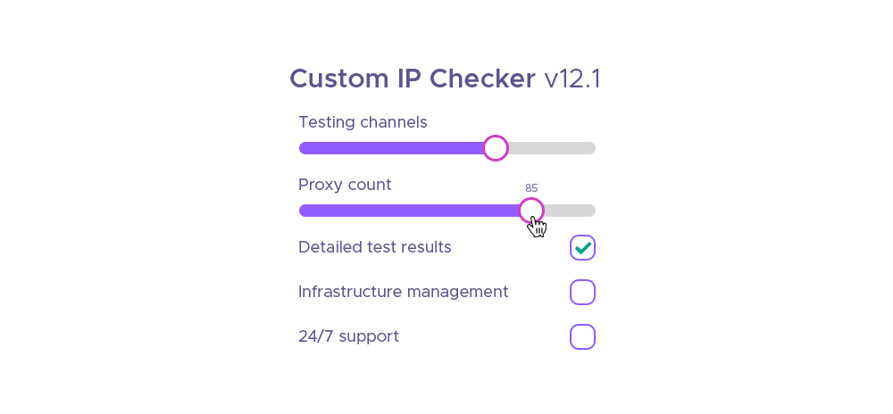 Mockup interface of a custom proxy checker