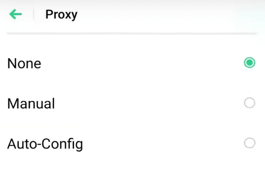 Proxy is disabled when the "None" option is selected