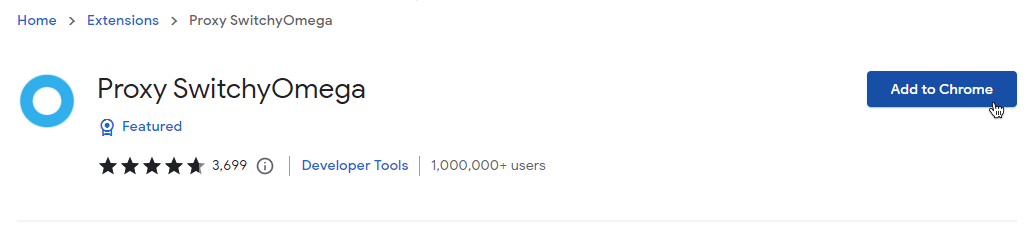 Proxy SwitchyOmega on Chrome Web Store