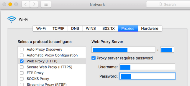 Proxy information in macOS