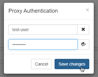 Adding username and password for the proxy profile