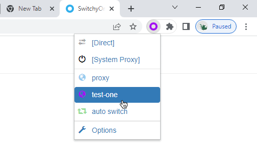 Choosing a proxy profile