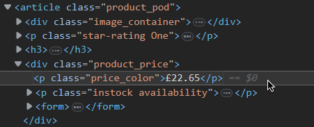 HTML element of the book's price tag