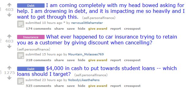 Reddit's Personal Finance front page