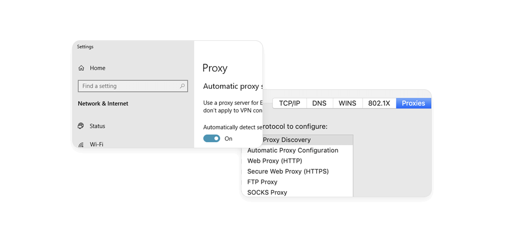 Proxy settings in Windows and macOS