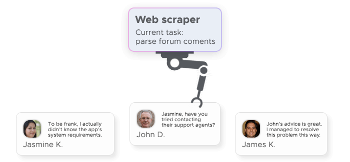 Web scraper parses comments from users
