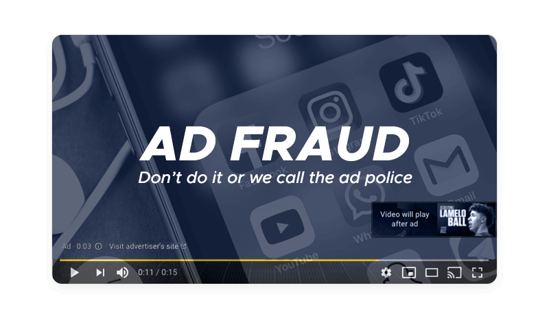 YouTube ad warning against ad fraud