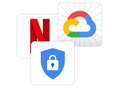 Netflix, Google Cloud, and BitWarden logos