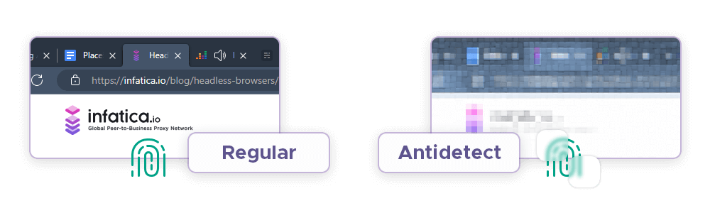 Regular and antidetect browser comparison