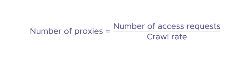 Number of proxies = Number of access requests/Crawl rate