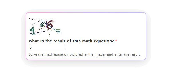 Math CAPTCHA example