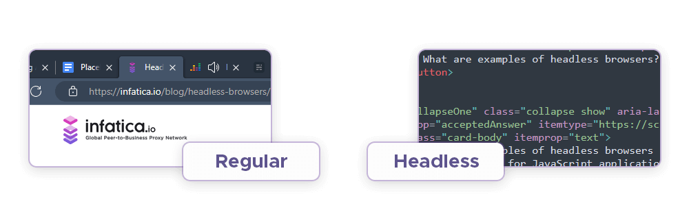 Regular and headless browsers