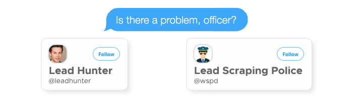 Lead generation specialist stopped by a lead scraping police officer