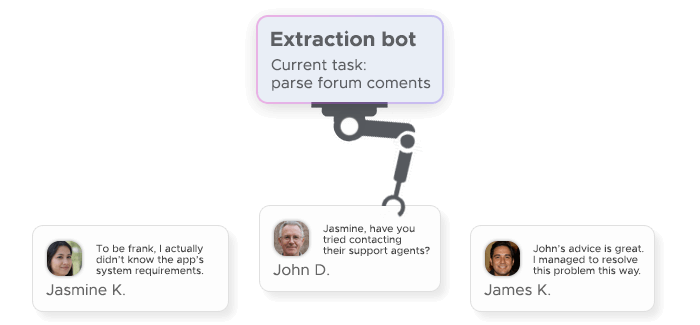 Data extraction bot parses forum comments