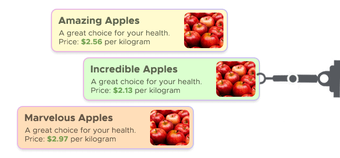 Price scraping bot collecting prices of apples