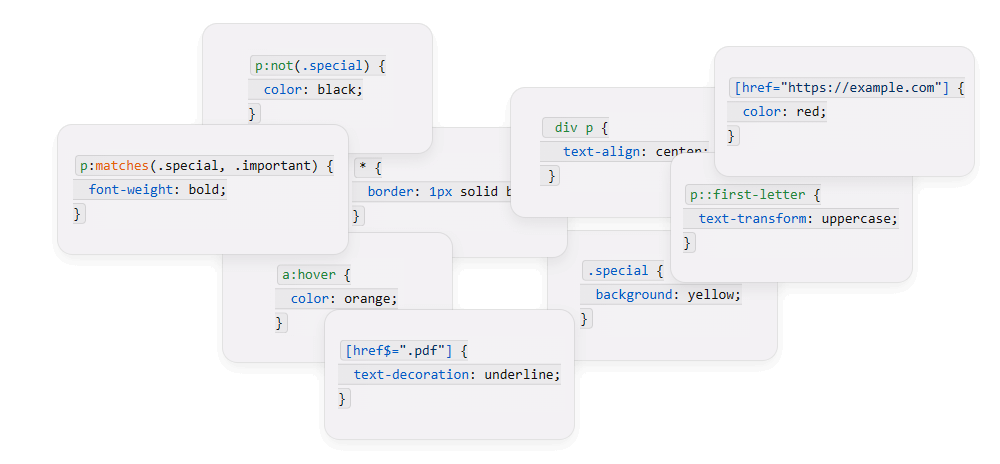 Various CSS selectors