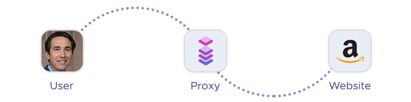 User connecting to a website via a sticky proxy