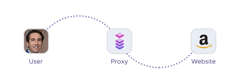 User connects to the target website via a proxy