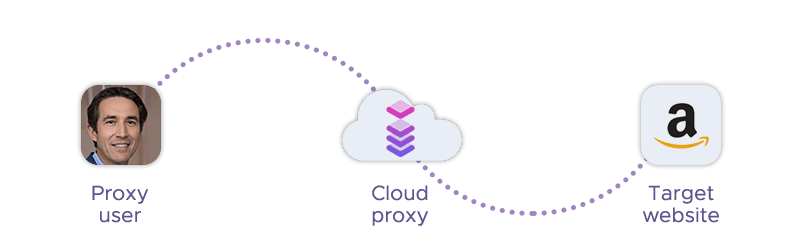 User connects to a website via a cloud proxy