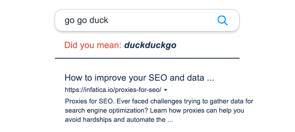 Mockup results of DuckDuckGo search results