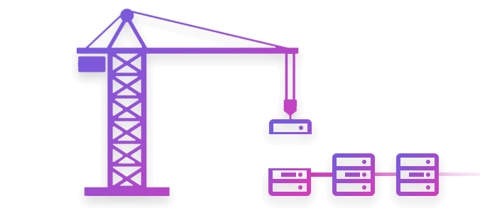 Construction crane building servers
