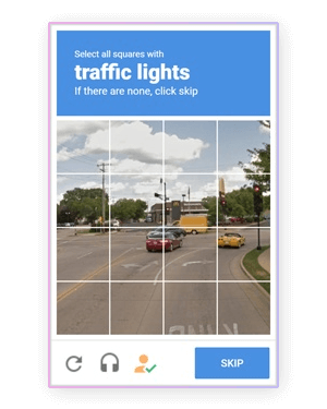 Visual CAPTCHA featuring a traffic light test