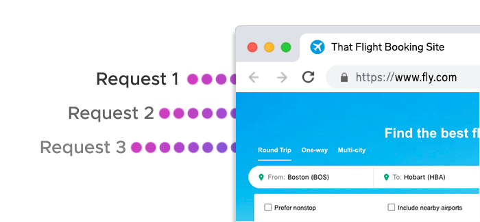 Flight booking website overloaded by numerous requests