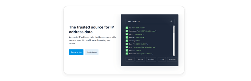 Mockup geolocation database interface