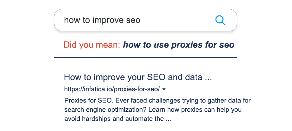 Google search query for "improve SEO"