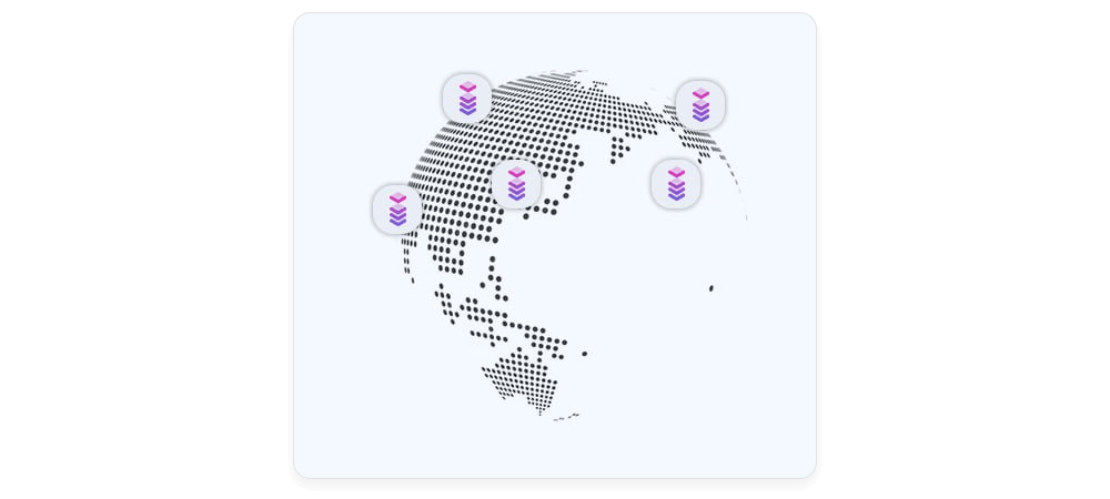 Dotted globe with various Infatica locations