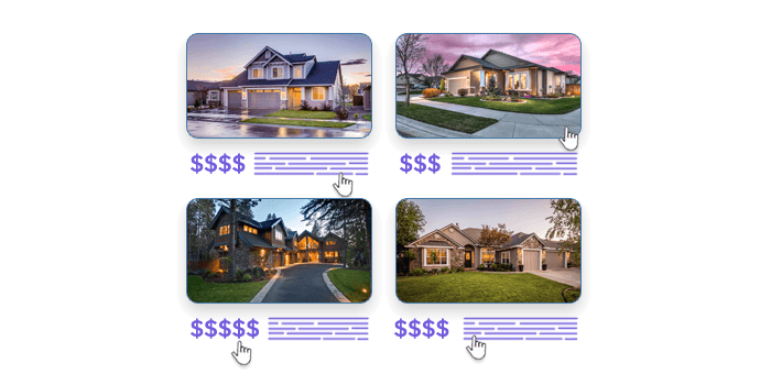 Real estate listings with changing prices