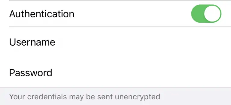Username and password proxy fields