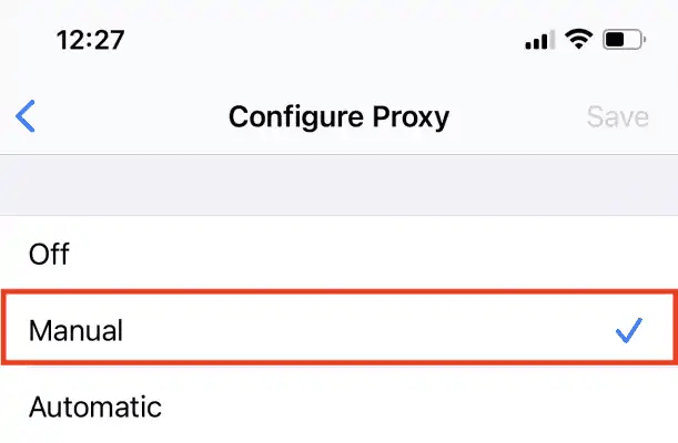 Manual and automatic proxy setup options