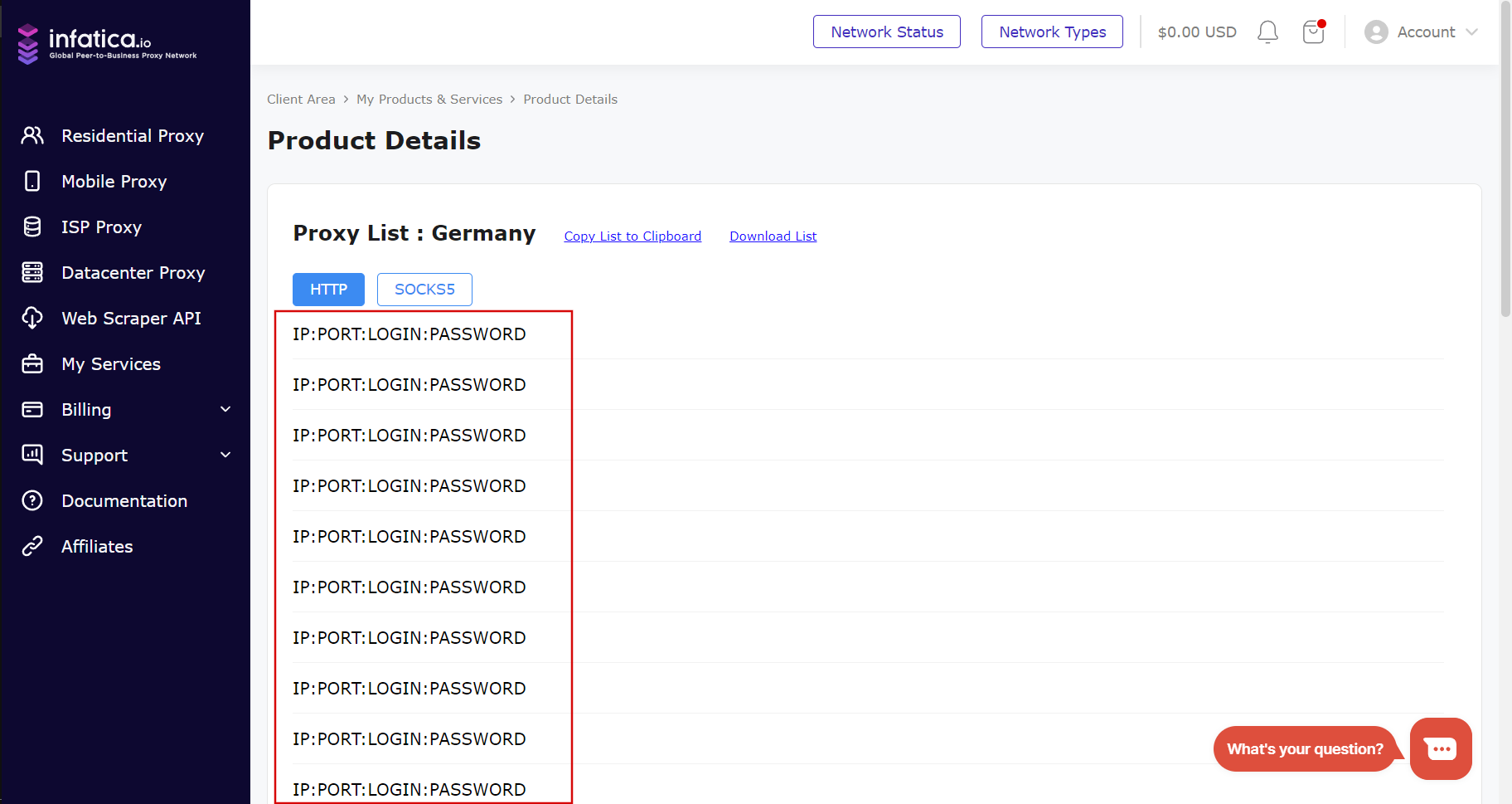 DC proxy list