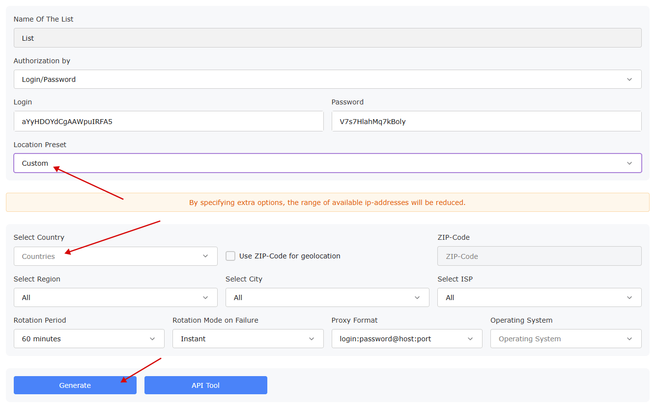 proxy location preset proxy location preset