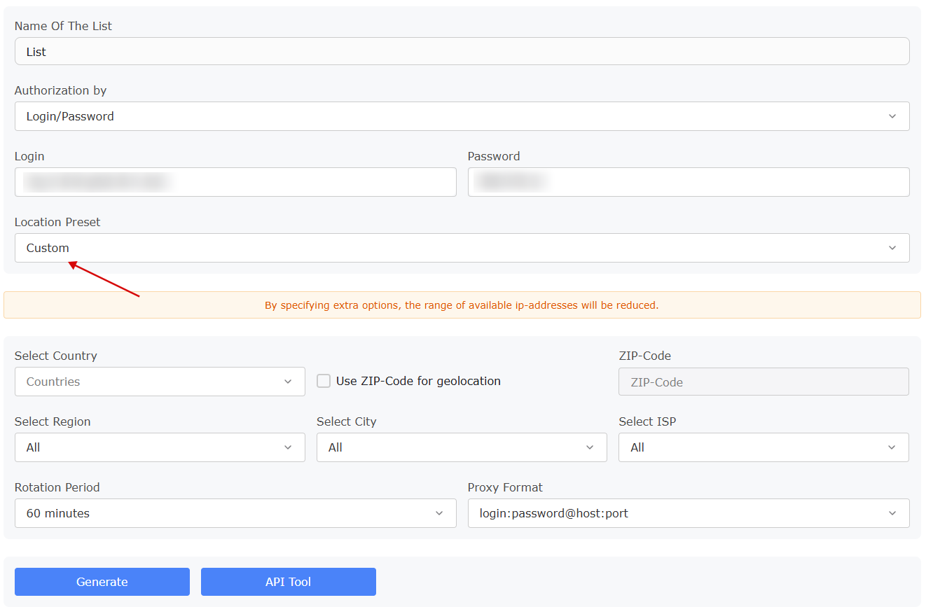 proxy location preset