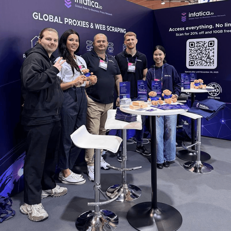 Infatica team at a conference booth